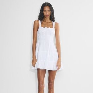 White Martine Poplin Sleeveless Mini Dress